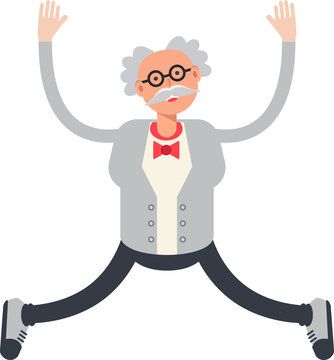 Scientist Character Relaxing and Jumping Illustration

