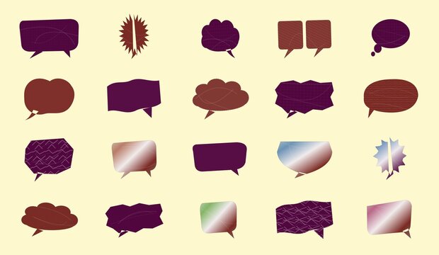 Set of flat design speech bubble icons in various styles illustration