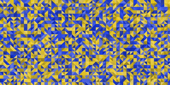 Blue and yellow triangle abstract geometric pattern background.