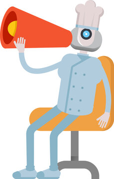Chef Robot Character and Megaphone
