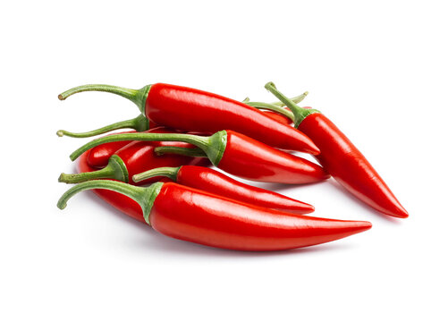 Red hot chili pepper isolated on white background. Cayenne pepper