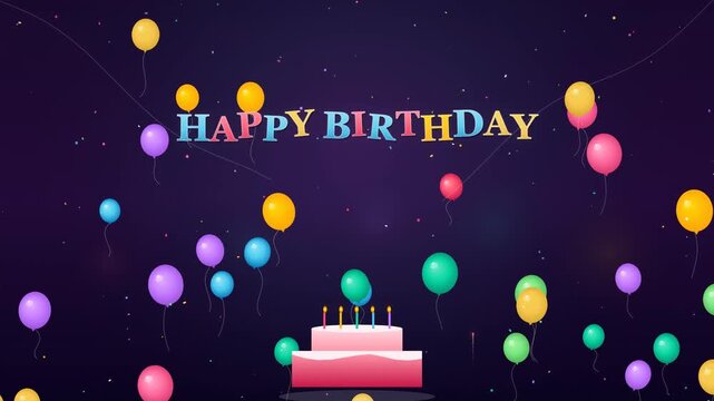 Happy Birthday Celebration Greeting Animation on a Dark Starry Background for Festive Digital Announcements