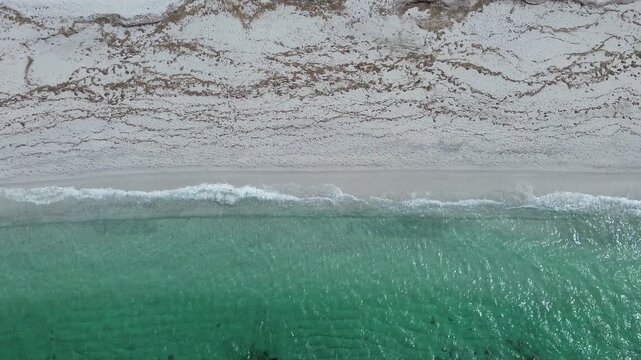 Aerial View of Wild Sardinian Coast Near Mari Ermi and Is Arutas