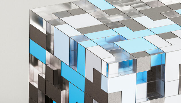 3D Colorful Cube Pattern Arrangement