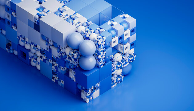 3D Colorful Cube Pattern Arrangement