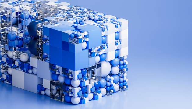 3D Floating Cube Geometric Structure