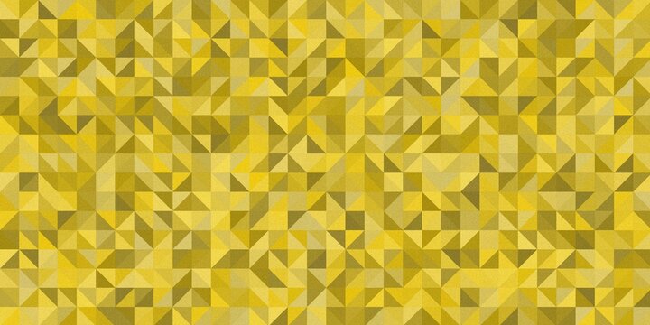 Abstract yellow gold triangles mosaic background with geometric shapes.