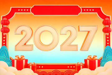 Fototapeta premium 2027 Chinese New Year 3D Sign