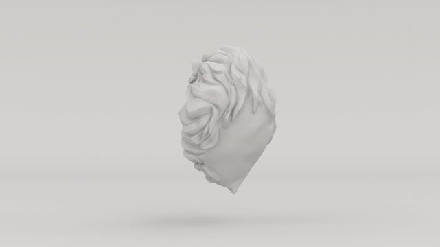 3D Rotating Lion Bust Matte Grey Lion Head Sculpture 3d Illustration