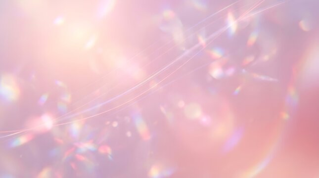 Prism light flare background with soft pink rays and sparkling light leaks for elegant modern banner.