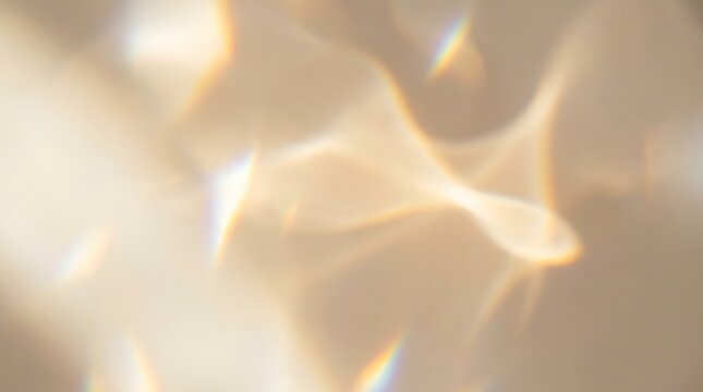 Abstract golden light refraction pattern creating soft organic caustic waves on neutral surfaces.