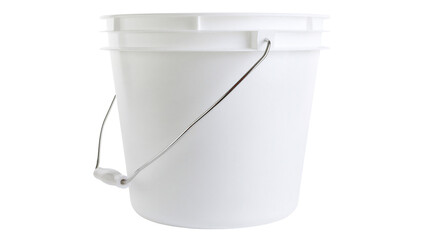 White plastic bucket with metal handle and lid © darietta