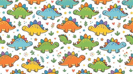 Cute dinosaur pattern, cartoon style © Brownis