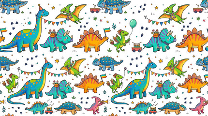 Cute Dinosaur Pattern on Transparent Background © Brownis