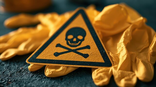 A warning sign featuring a toxic symbol with a skull and crossbones, indicating danger or hazardous materials for safety and hazard communication.