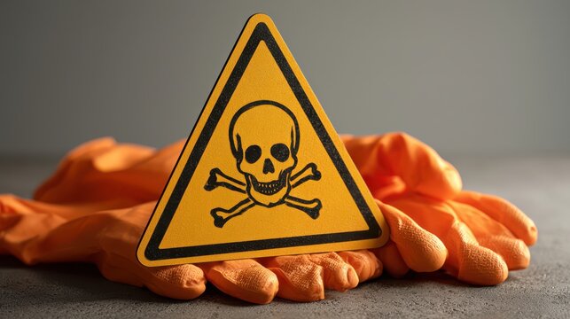A warning sign featuring a toxic symbol with a skull and crossbones, indicating danger and hazardous materials to ensure safety and caution in industrial or environmental settings.