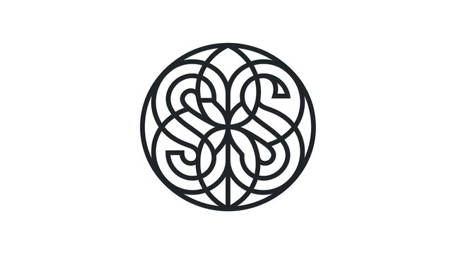 Decorative circular monogram logo featuring intertwined SS initials with elegant line art. Ideal for luxury branding, boutique businesses, beauty brands, hotels, jewelry, and premium identity projects
