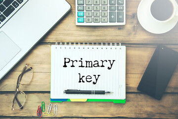  text primary key above it symbolizing database management information security © ARAMYAN