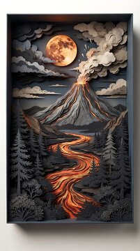 3D picture volcano