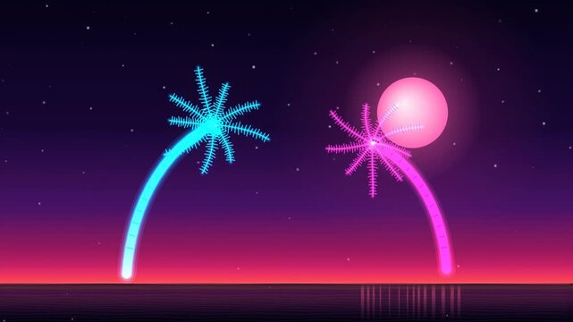 Vibrant Glowing Abstract Energy Bursts on a Dark Purple Gradient Background for Technology and Sci-Fi Visuals