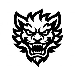 Fototapeta premium White Line Art Demon Mask Isolated
