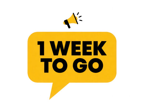 Yellow Speech Bubble 1 Week to Go Transparent Background