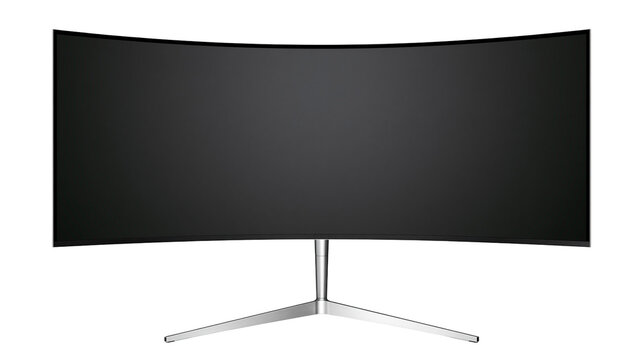 Curved ultrawide computer monitor with metal stand