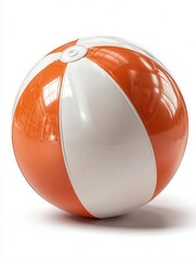 A vibrant beach ball with orange and white stripes, perfect for summer-themed projects, beach events, or children's activities, Great for advertising or enhancing playful atmospheres,