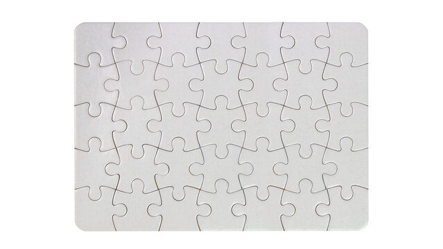 Empty jigsaw puzzle template, isolated, on transparent background, png