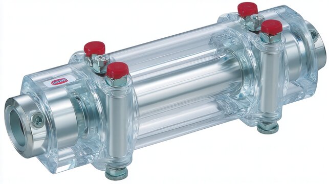 This image features a transparent flow meter used in fluid measurement and control, It is suitable for industrial applications, engineering projects, and technical documentation,