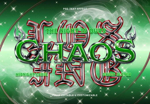 Green Metallic Gothic Text Effect