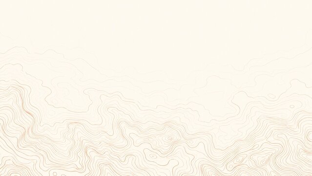 Minimalist topographic map background, elegant cream paper texture with wavy contour lines, abstract geographic landscape pattern