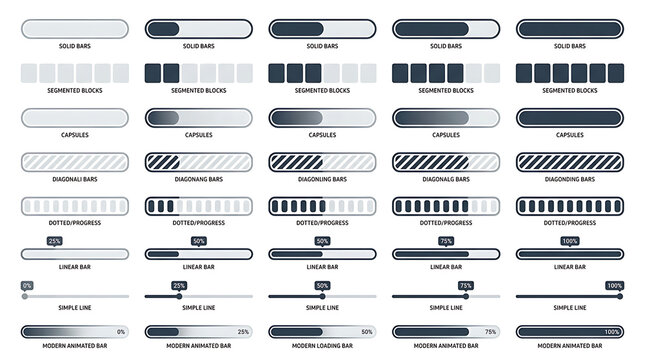 Collection of Modern Loading Progress Bar UI Elements