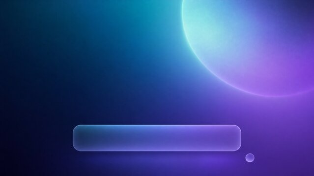 Futuristic glassmorphism podium on neon blue background, glowing frosted glass platform, abstract sci-fi digital stage for product display