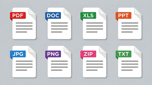 File format extension icons set for vector design project digital document
