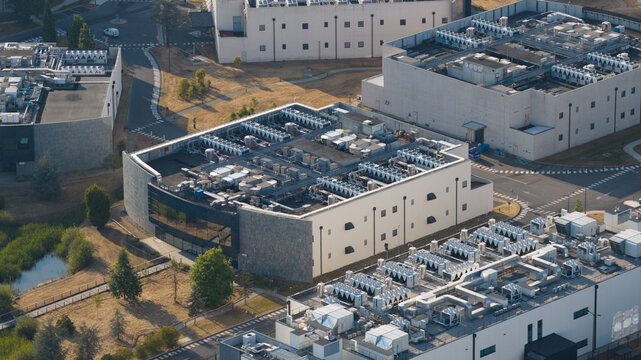 Aerial view of AI data center infrastructure