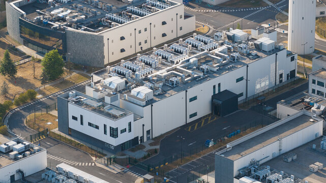 Aerial view of AI data center infrastructure