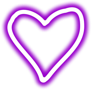Purple Glowing Neon Heart Sign