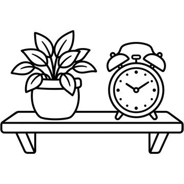 Vector illustration of a floating shelf with decor items