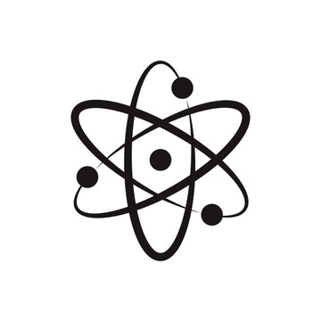Retro atomic age symbol vector icon on black and white background