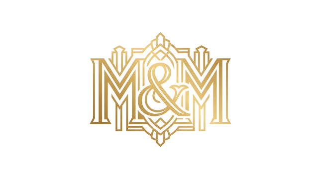 Elegant gold monogram logo with art deco style initials