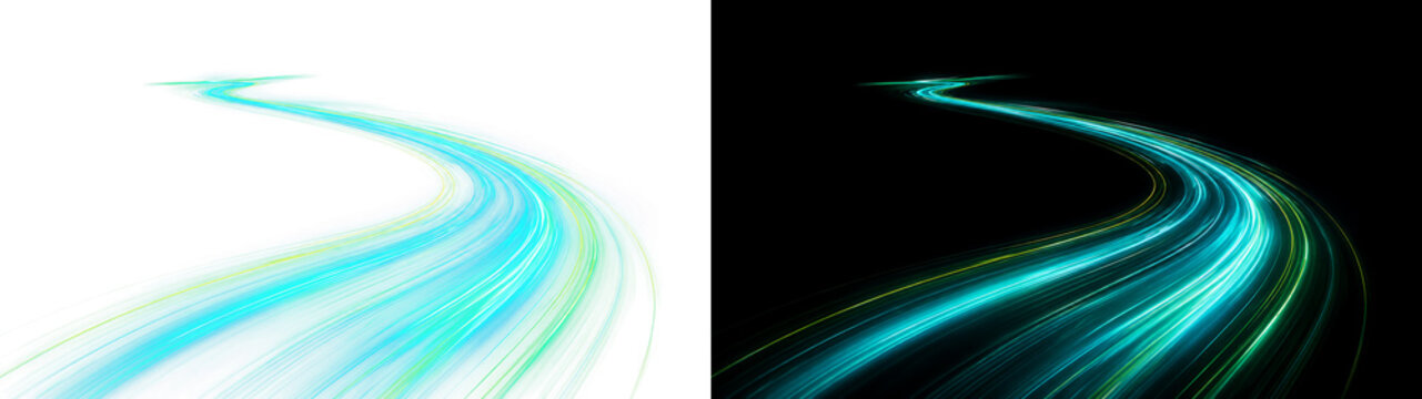 Bright Blue Futuristic Data Lines Flowing at High Speed Through Digital Space, Abstract Technology Background with Glowing Cyber Network and Dynamic Motion Effects.