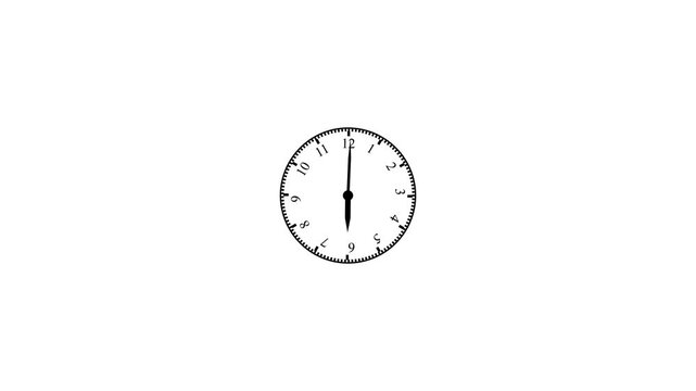 Analog Clock Time Lapse Animation on White Background | Moving Clock Hands Motion Graphic