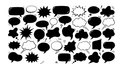 Fototapeta premium Collection of Hand Drawn Speech Bubbles and Thought Clouds