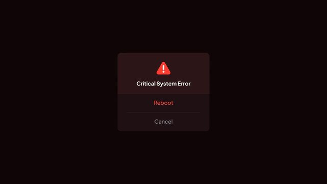 Critical System Error Popup Window UI Animation Motion Graphic Alpha Channel Video