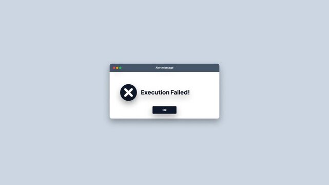 System Fault Message System Failure Pop Up Window Motion Graphic Animation Dark UI For Operating System Crash Concept