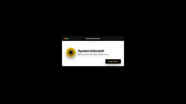 System Infected Alert Window UI Animation Cyber Security Threat Warning Concept Video Motion Graphics 4K
