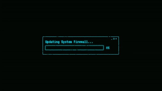 Updating System Firewall Pixel Progress Bar Cyan Retro HUD UI Screen Overlay