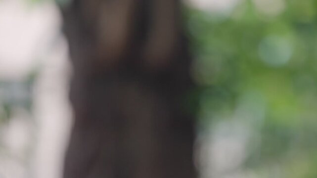 歩くポロシャツの女性