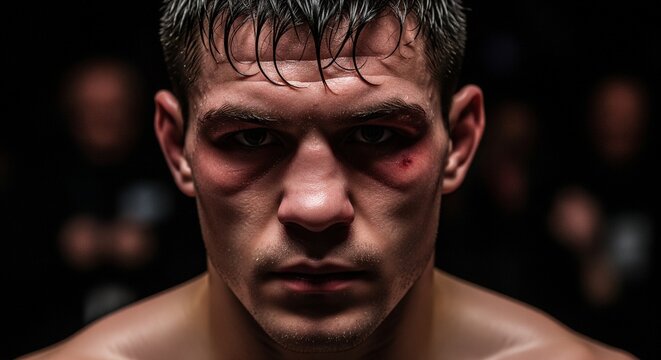 Intense Male Fighter Face Close-Up